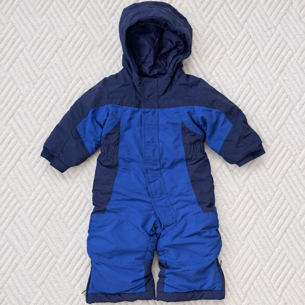 L.L. Bean Baby 6-12M Cold Buster Blue Thinsulate Hooded Snowsuit Grow Cuffs Warm
